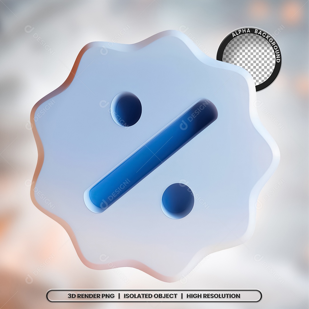 Selo 3D Render Porcentagem Elemento Ícone PSD