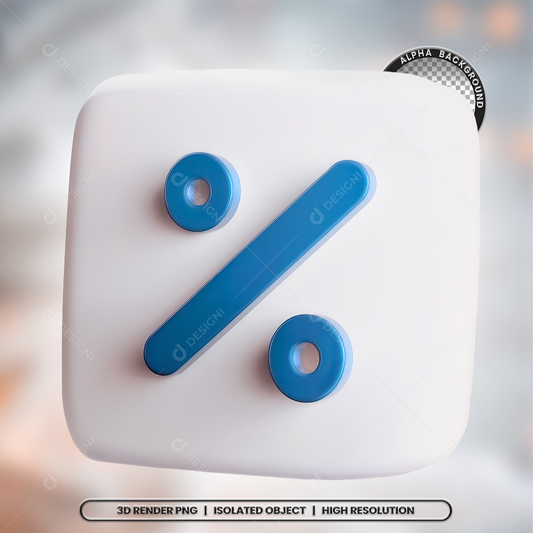 Selo 3D Render Porcentagem Elemento Ícone PSD
