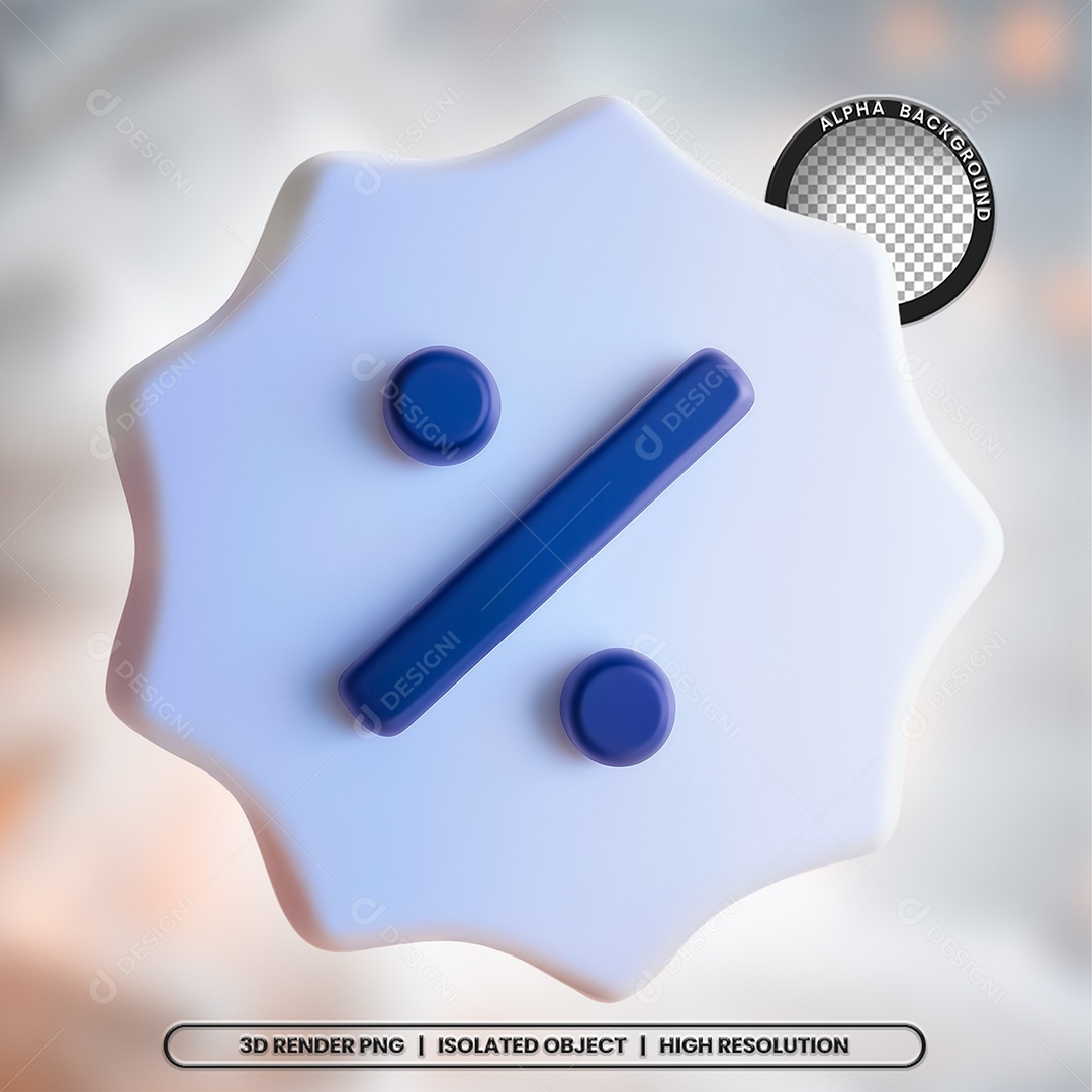 Selo 3D Render Porcentagem Elemento Ícone PSD