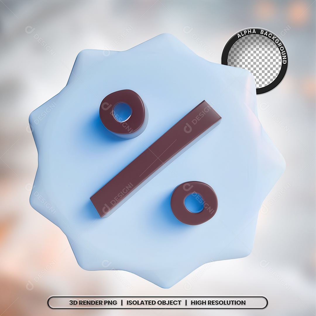 Selo 3D Render Porcentagem Elemento Ícone PSD