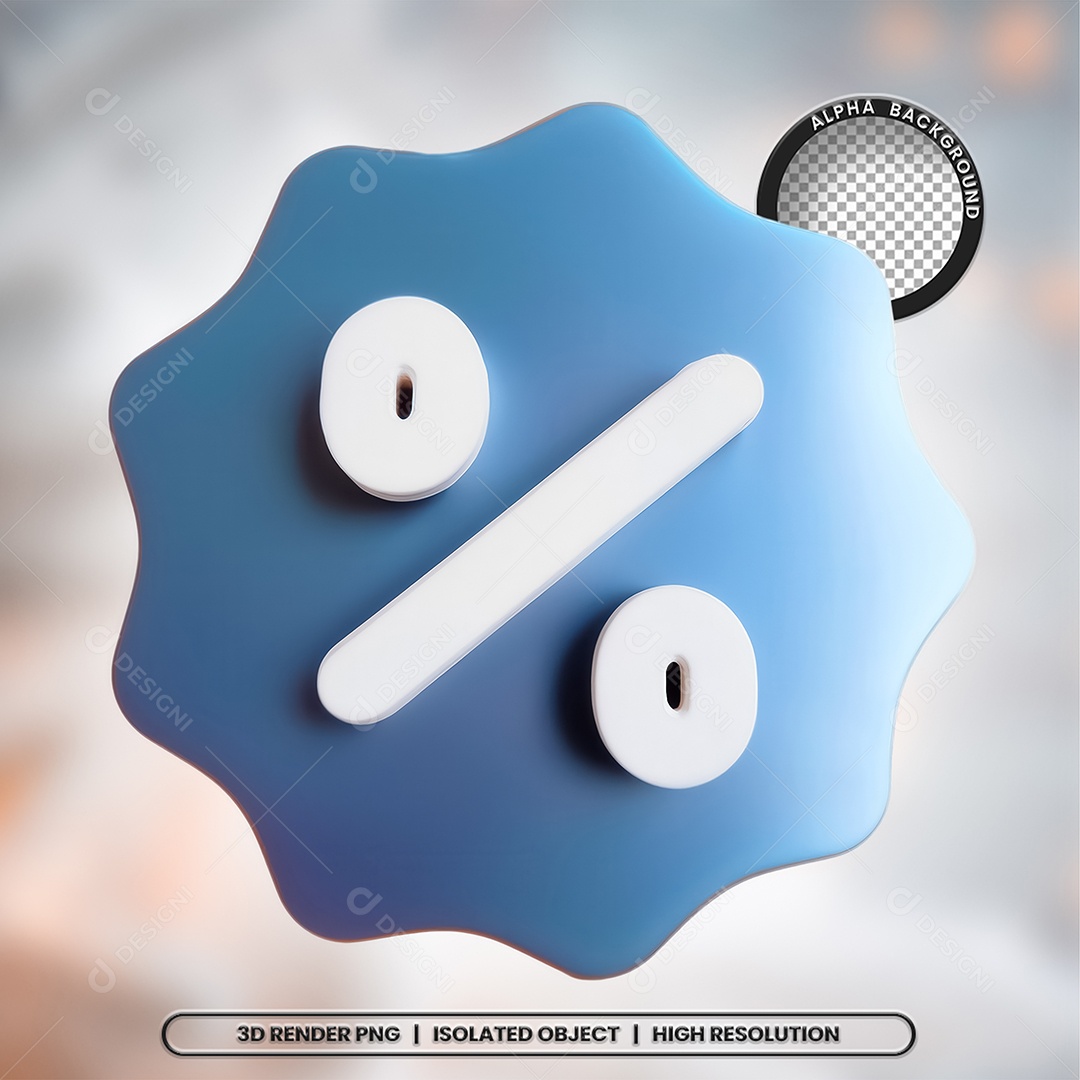 Selo 3D Render Porcentagem Elemento Ícone PSD