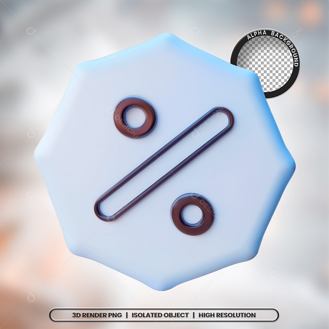 Selo 3D Render Porcentagem Elemento Ícone PSD