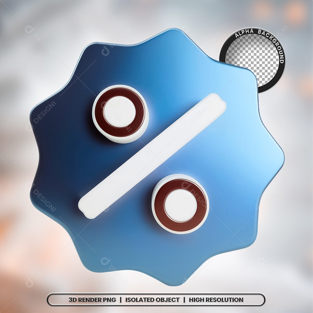 Selo 3D Render Porcentagem Elemento Ícone PSD
