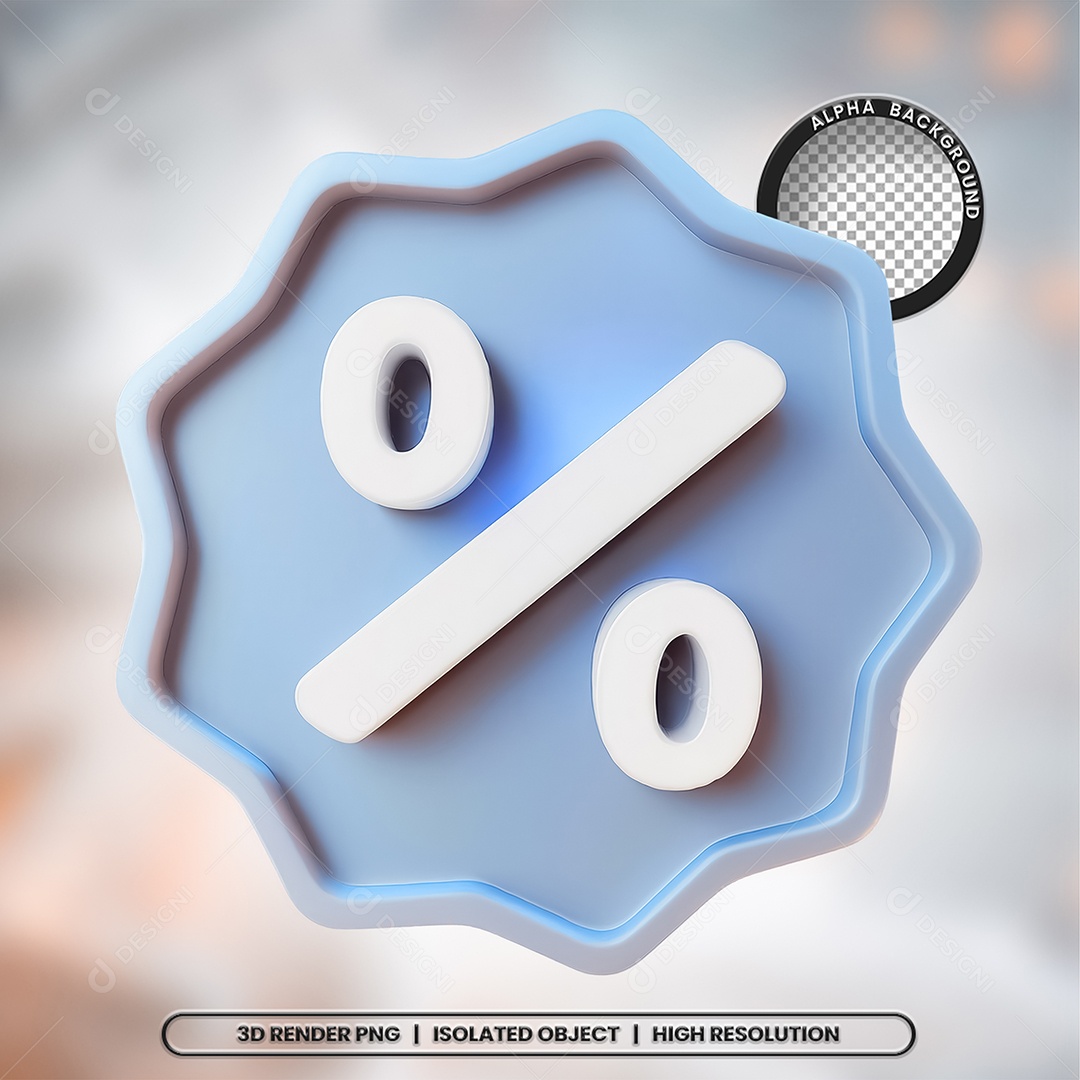Selo 3D Render Porcentagem Elemento Ícone PSD