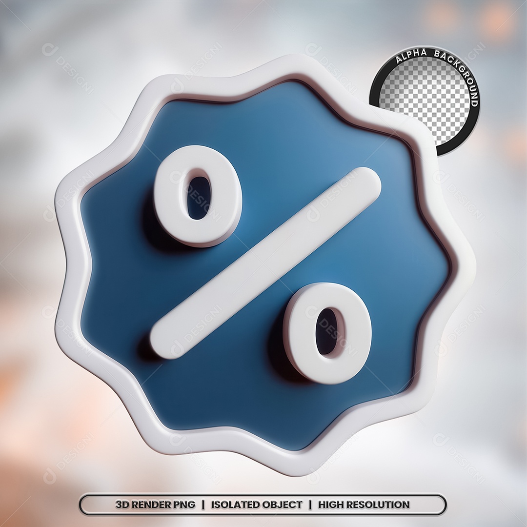 Selo 3D Render Porcentagem Elemento Ícone PSD