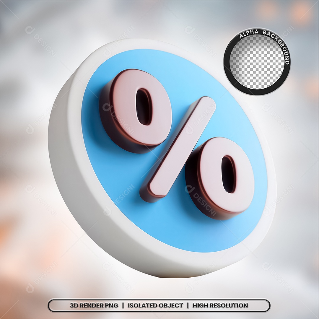 Selo 3D Render Porcentagem Elemento Ícone PSD