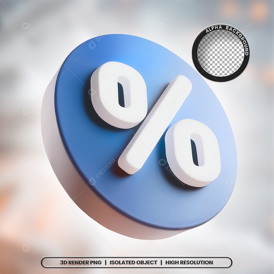 Selo 3D Render Porcentagem Elemento Ícone PSD