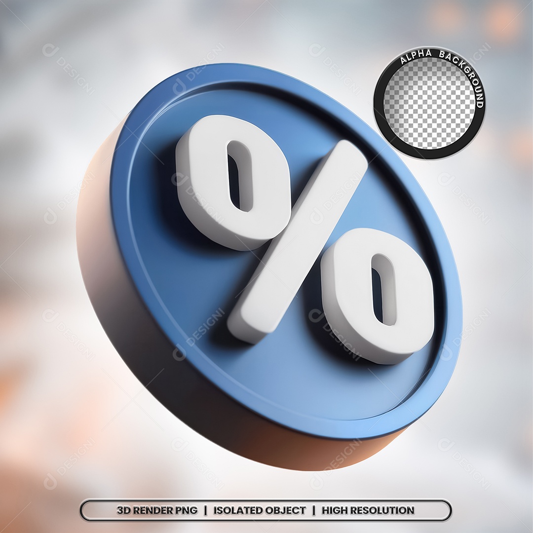 Selo 3D Render Porcentagem Elemento Ícone PSD