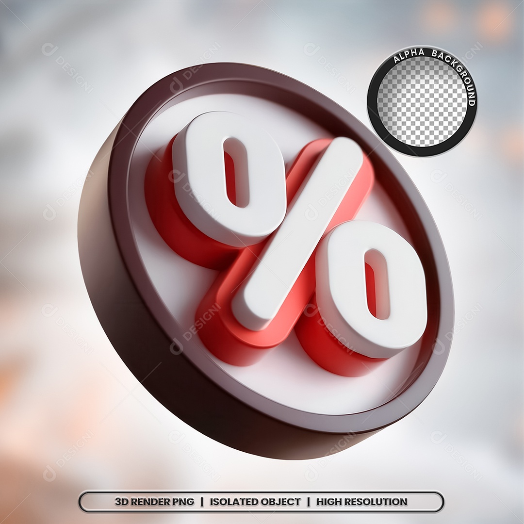 Selo 3D Render Porcentagem Elemento Ícone PSD