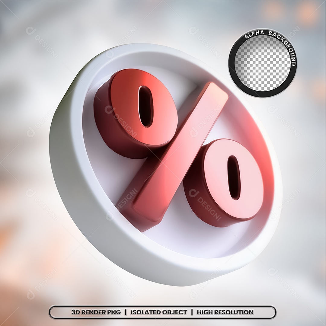 Selo 3D Render Porcentagem Elemento Ícone PSD