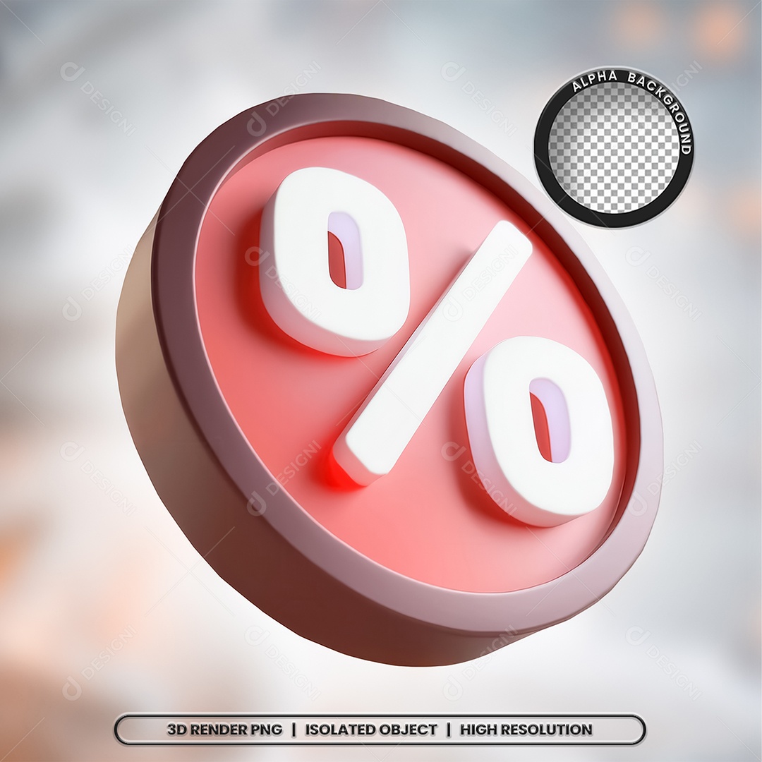 Selo 3D Render Porcentagem Elemento Ícone PSD
