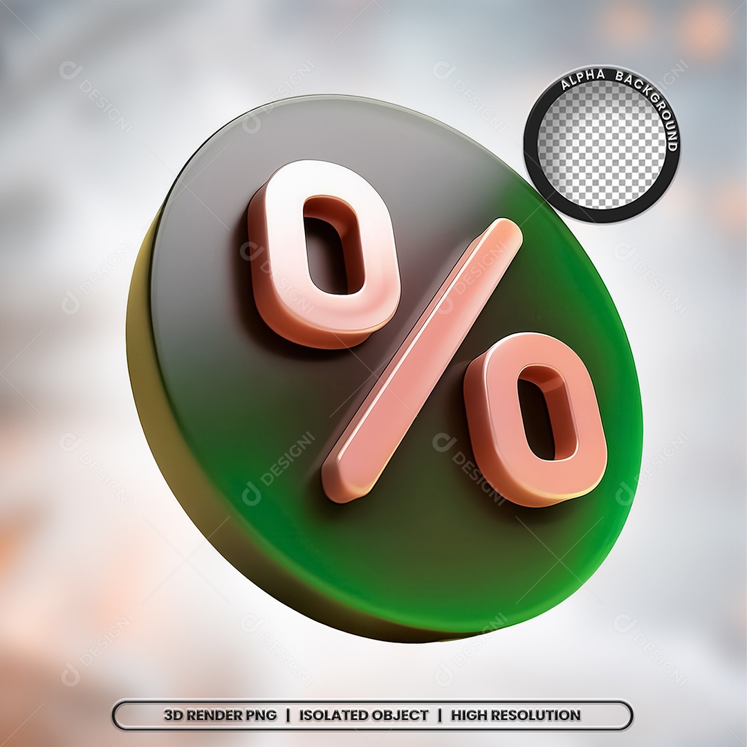 Selo 3D Render Porcentagem Elemento Ícone PSD