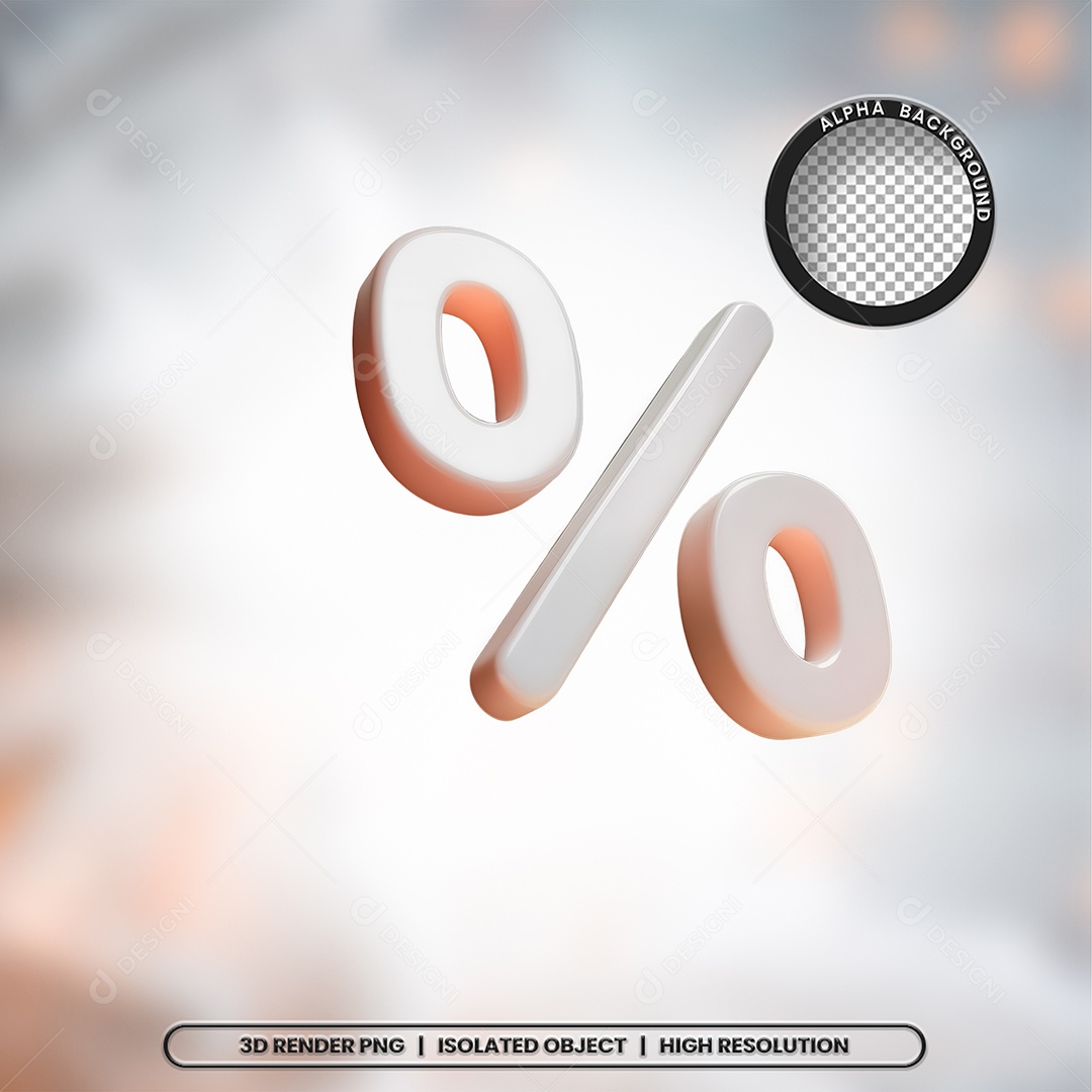 Selo 3D Render Porcentagem Elemento Ícone PSD