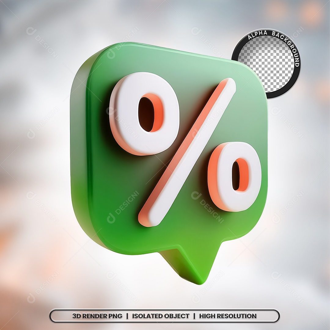 Selo 3D Render Porcentagem Elemento Ícone PSD