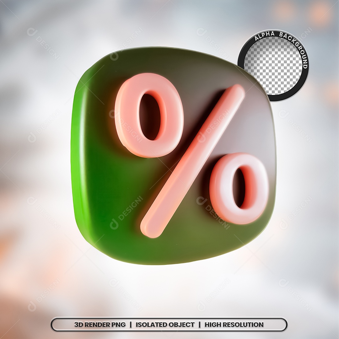 Selo 3D Render Porcentagem Elemento Ícone PSD