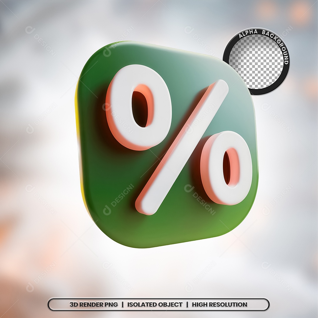 Selo 3D Render Porcentagem Elemento Ícone PSD