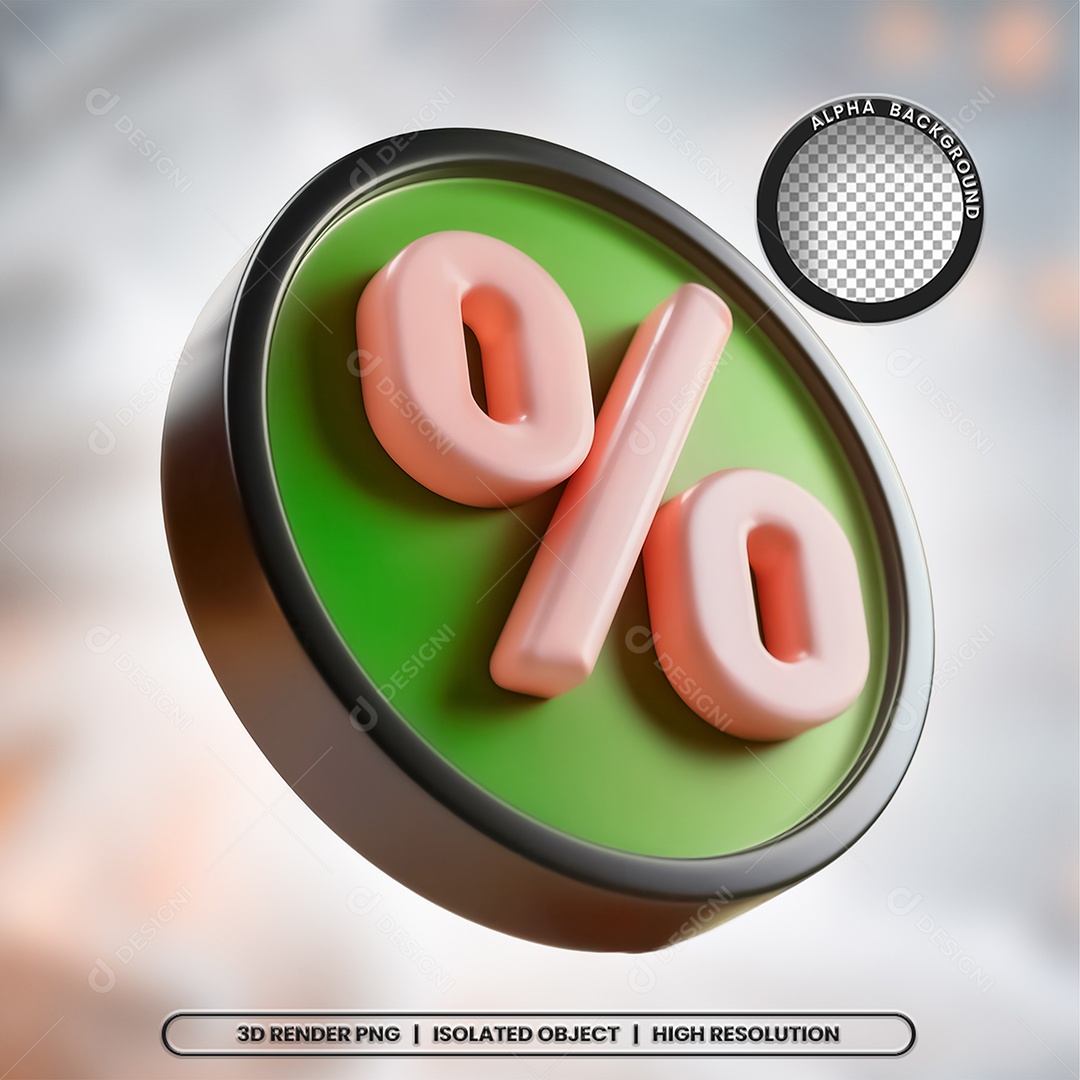 Selo 3D Render Porcentagem Elemento Ícone PSD