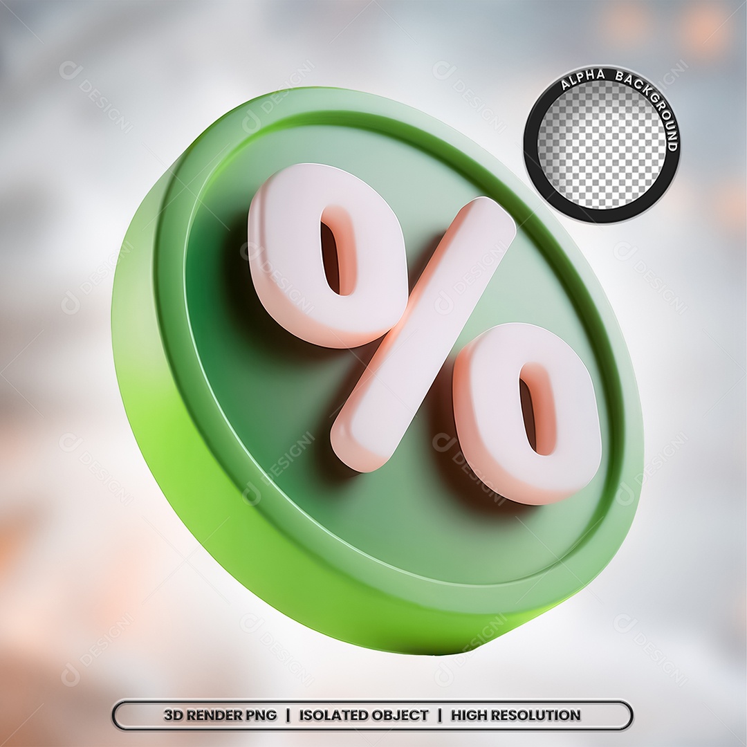 Selo 3D Render Porcentagem Elemento Ícone PSD