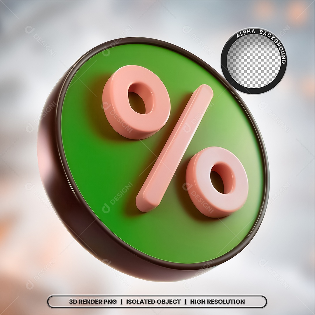 Selo 3D Render Porcentagem Elemento Ícone PSD