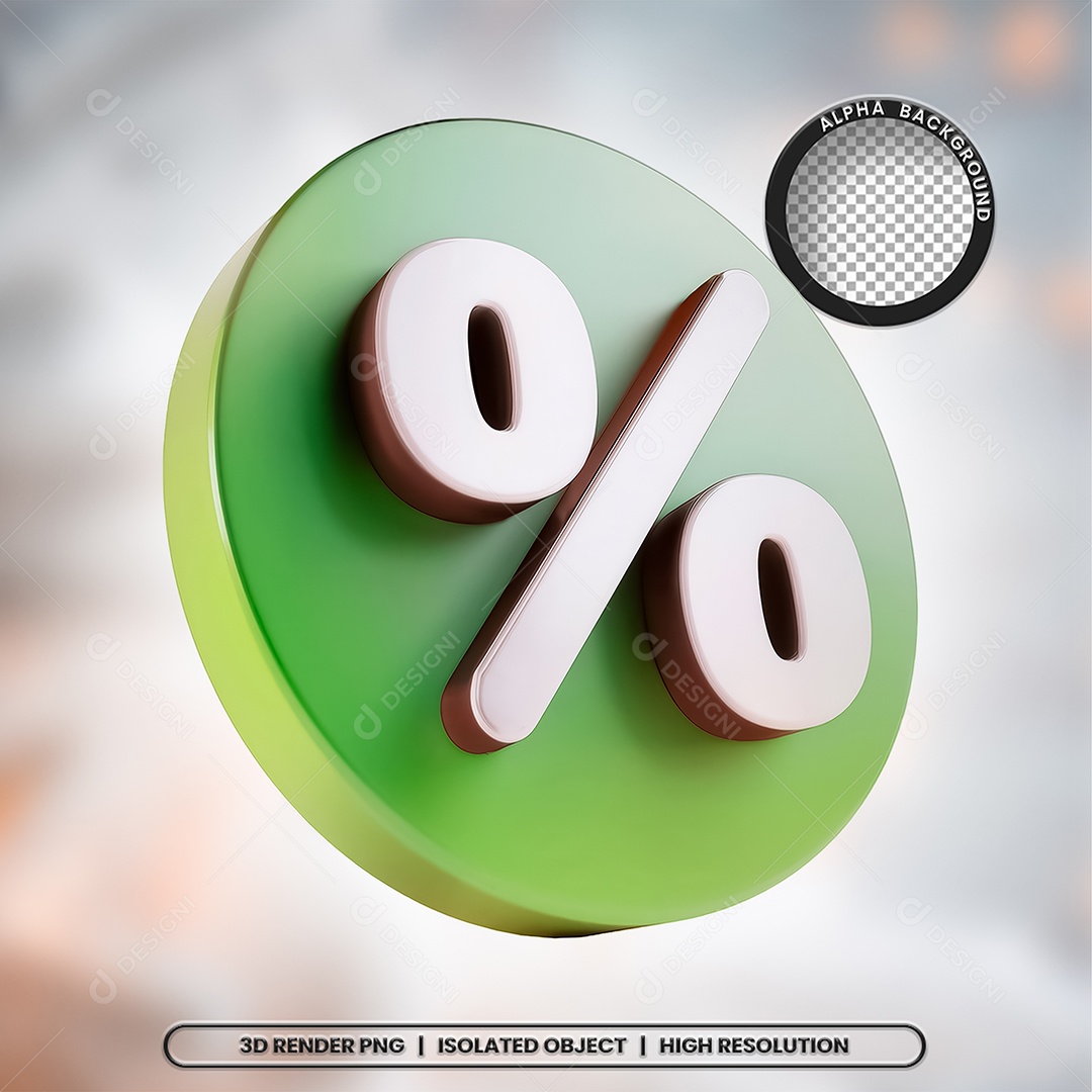 Selo 3D Render Porcentagem Elemento Ícone PSD