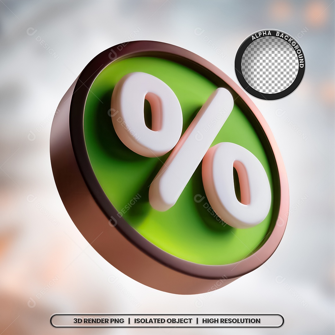 Selo 3D Render Porcentagem Elemento Ícone PSD