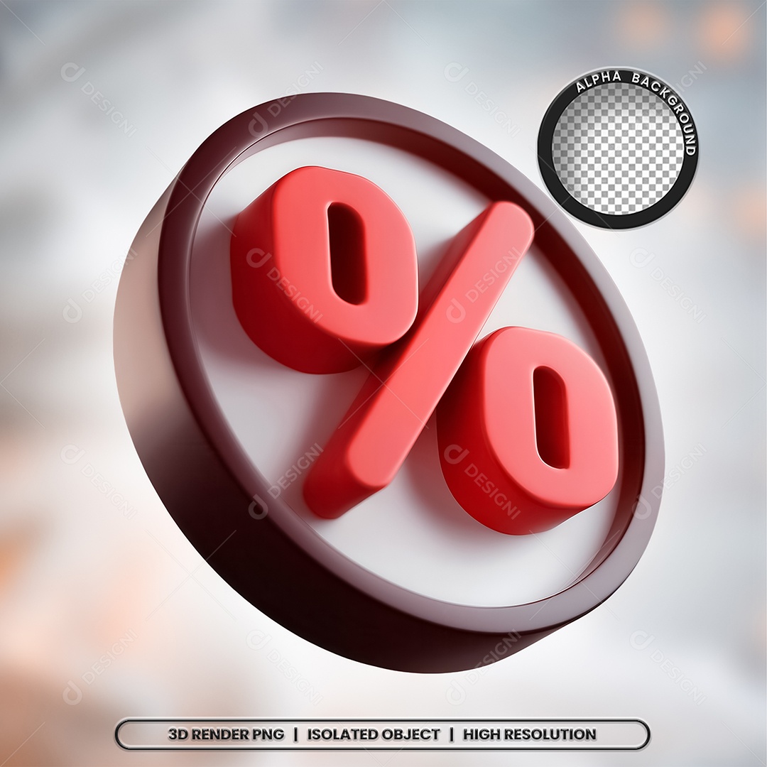 Selo 3D Render Porcentagem Elemento Ícone PSD