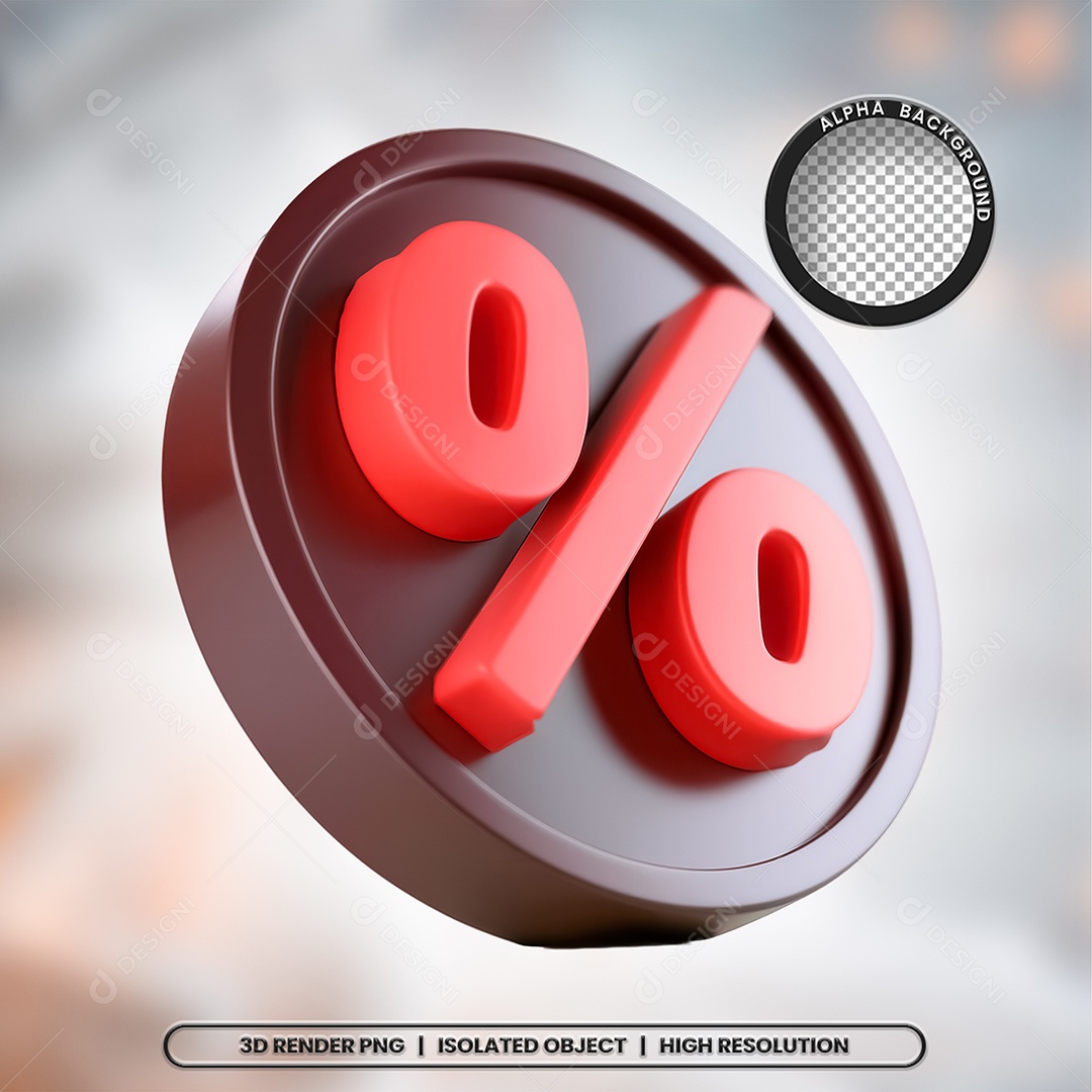 Selo 3D Render Porcentagem Elemento Ícone PSD