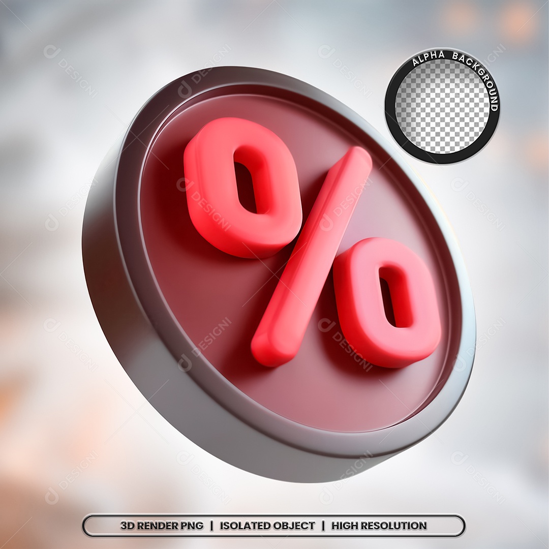 Selo 3D Render Porcentagem Elemento Ícone PSD