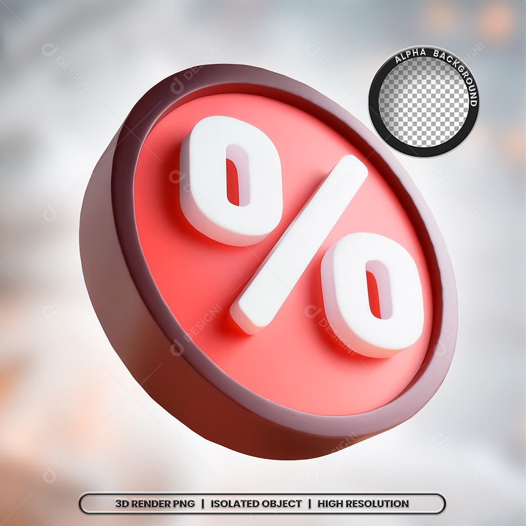 Selo 3D Render Porcentagem Elemento Ícone PSD