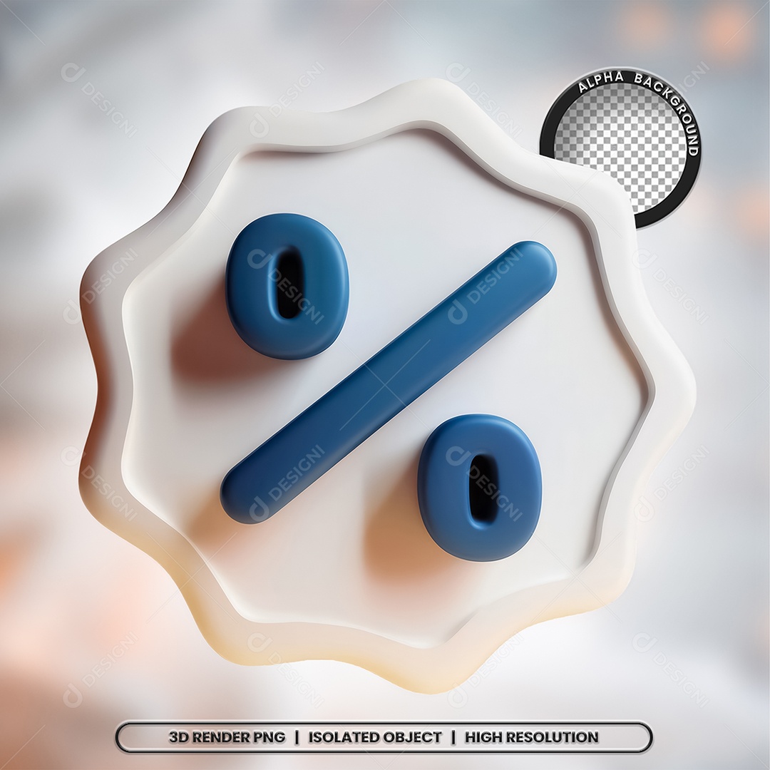 Selo 3D Render Porcentagem Elemento Ícone PSD PNG (136)