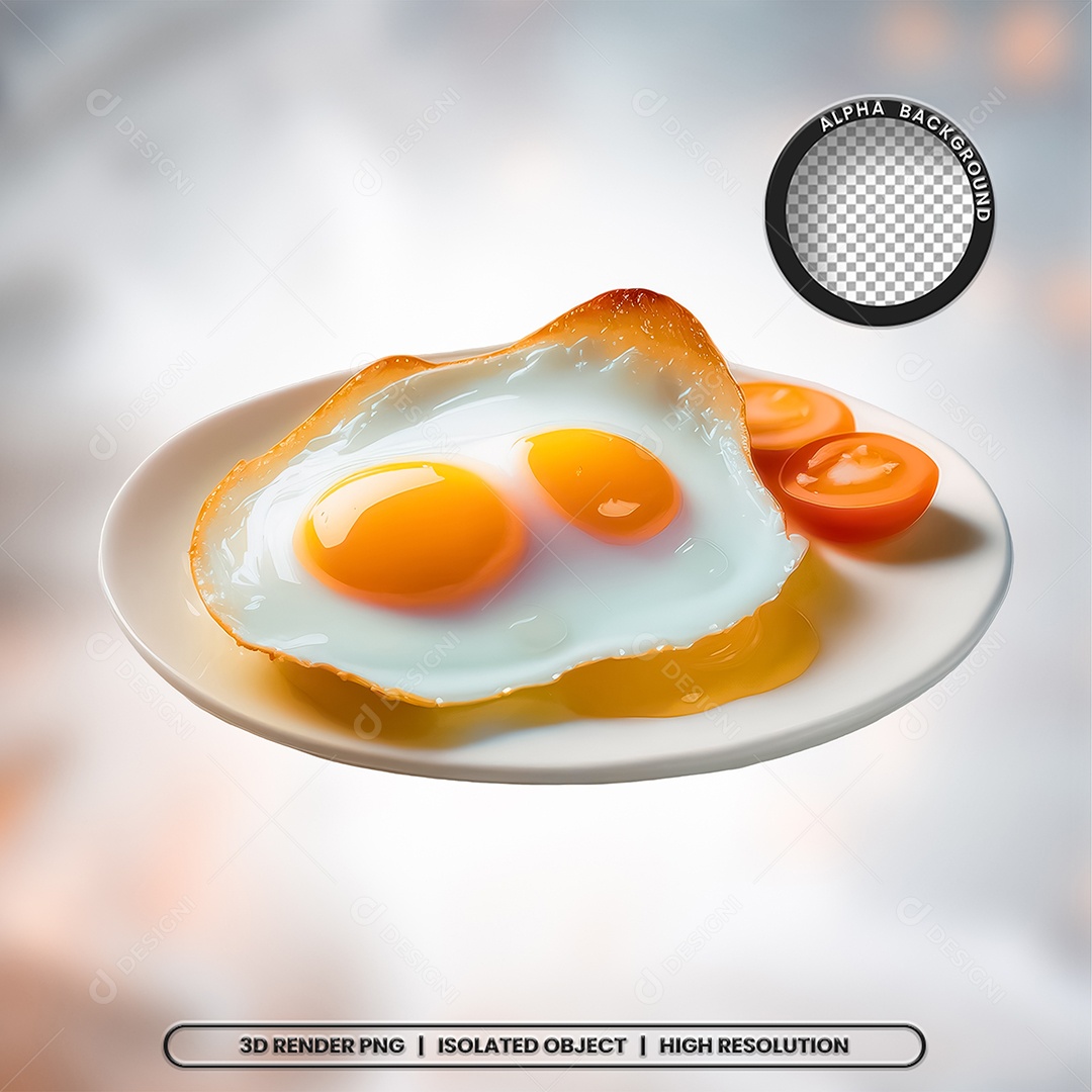 Selo 3D Render Prato com Óvos Elemento Ícone PSD