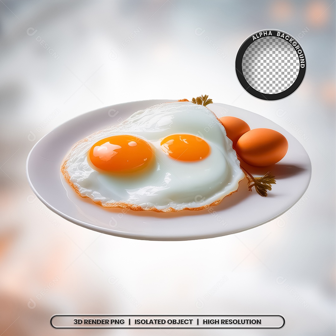 Selo 3D Render Prato com Óvos Elemento Ícone PSD