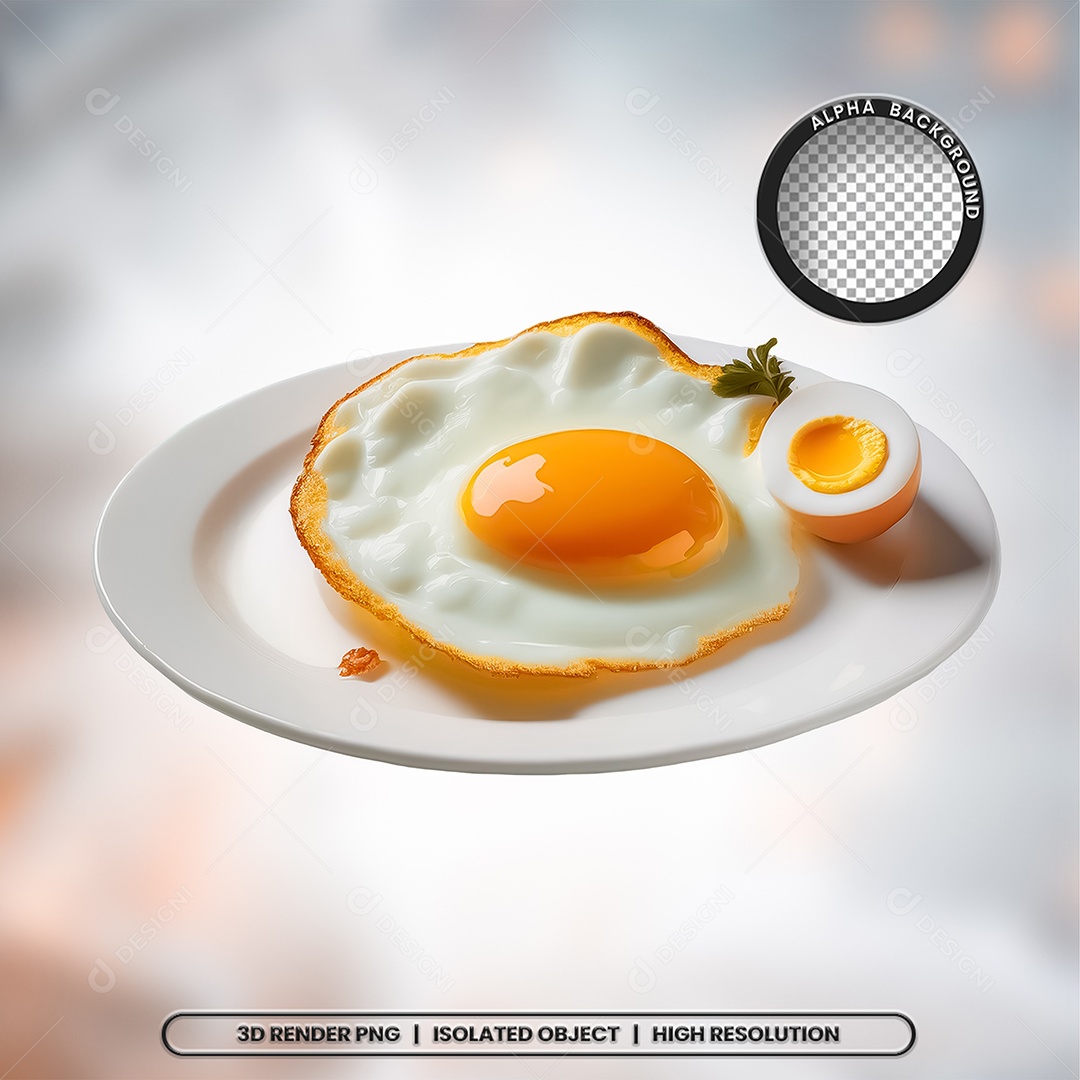 Selo 3D Render Prato com Óvos Elemento Ícone PSD