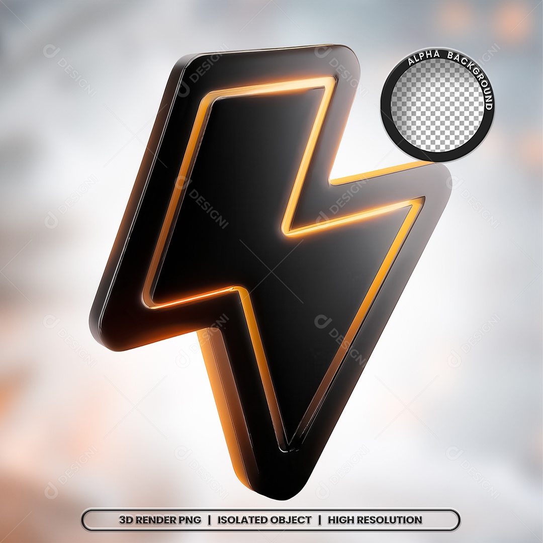 Selo 3D Render Raio Elemento Ícone PSD