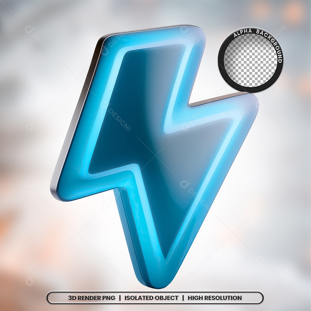 Selo 3D Render Raio Elemento Ícone PSD