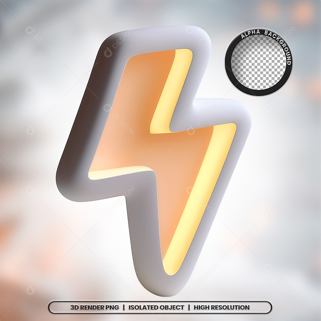 Selo 3D Render Raio Elemento Ícone PSD