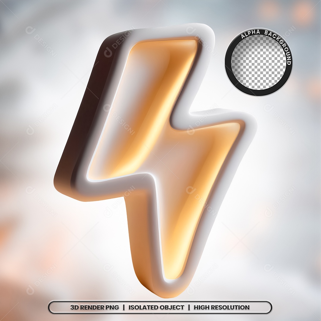 Selo 3D Render Raio Elemento Ícone PSD