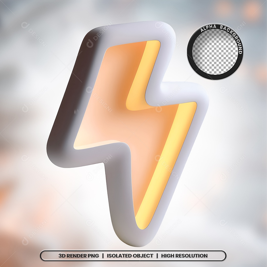 Selo 3D Render Raio Elemento Ícone PSD
