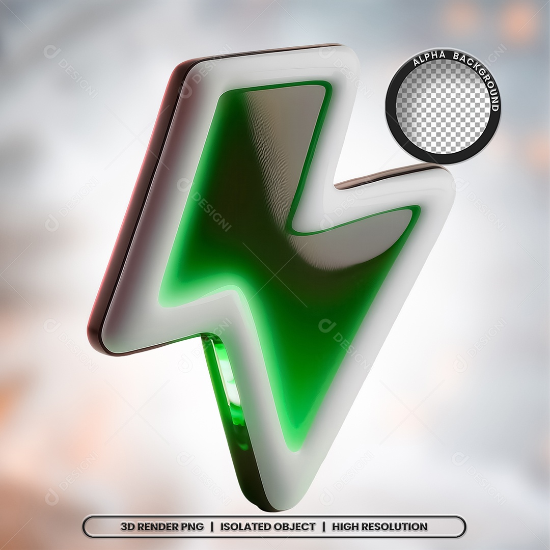 Selo 3D Render Raio Elemento Ícone PSD