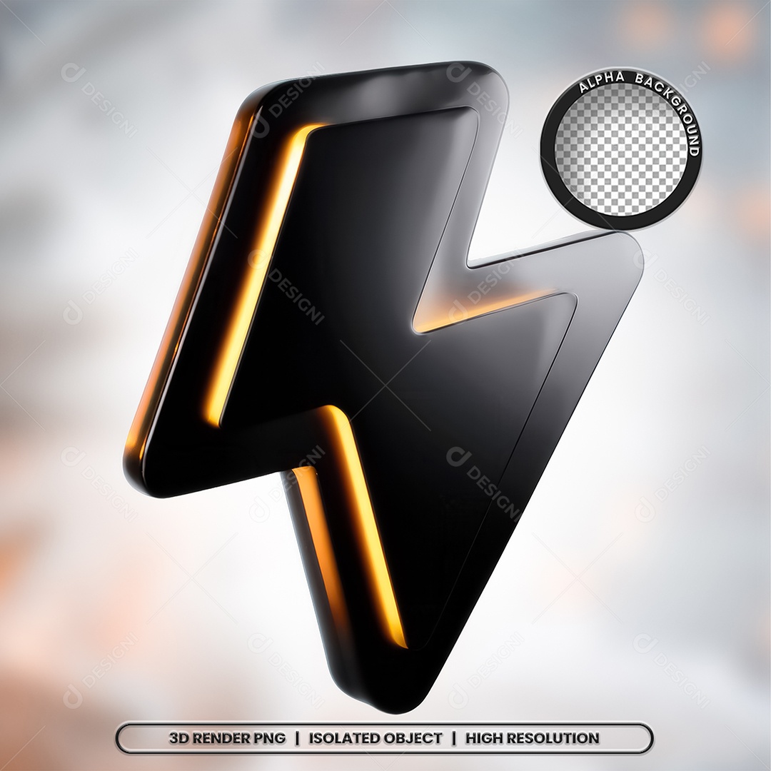 Selo 3D Render Raio Elemento Ícone PSD