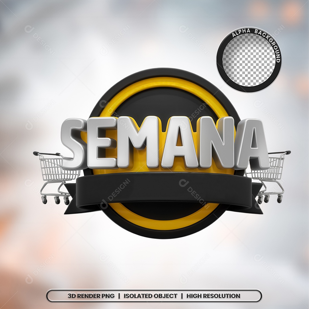 Selo 3D Render Semana Elemento Ícone PSD