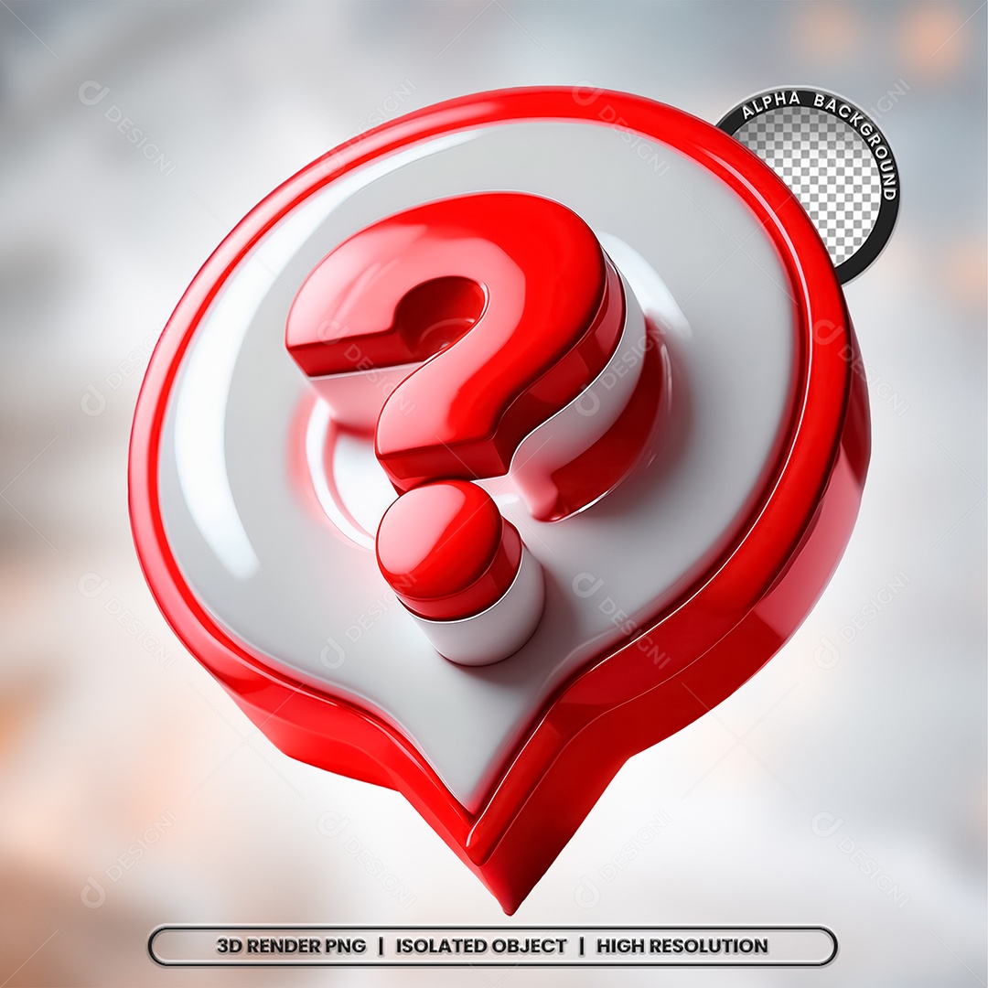 Selo 3D Render Sinais de Interrogação Elemento Ícone PSD