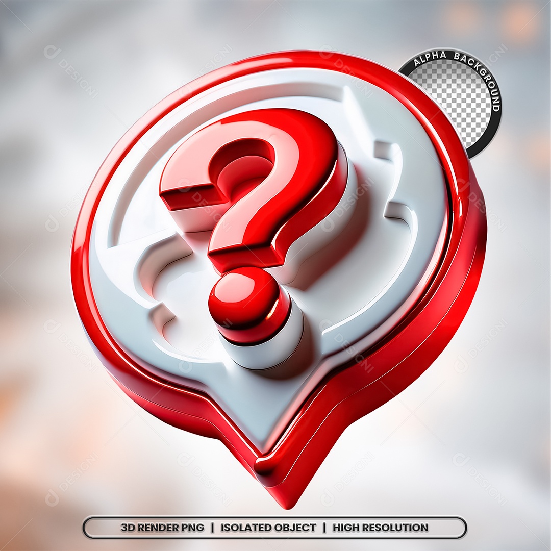 Selo 3D Render Sinais de Interrogação Elemento Ícone PSD