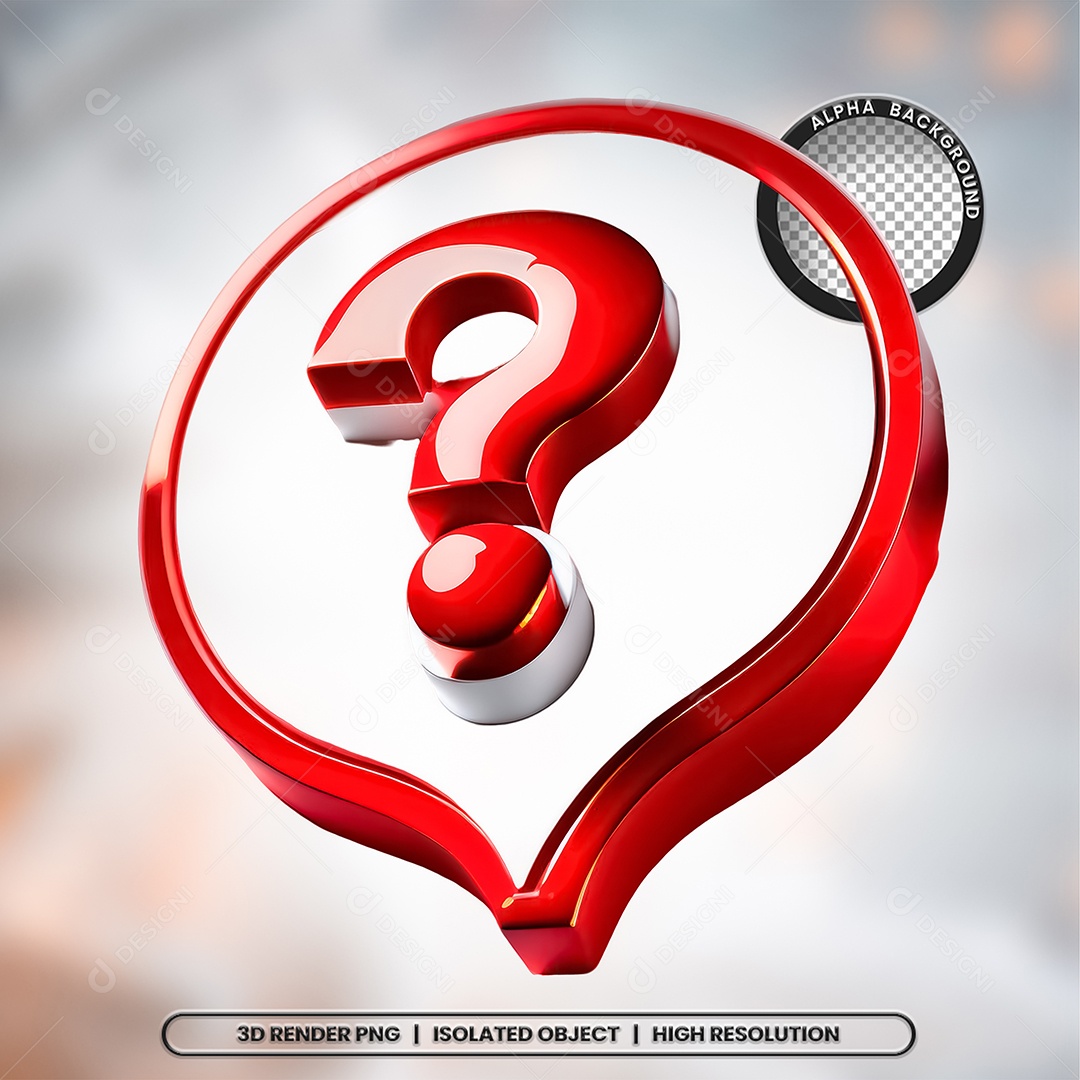 Selo 3D Render Sinais de Interrogação Elemento Ícone PSD