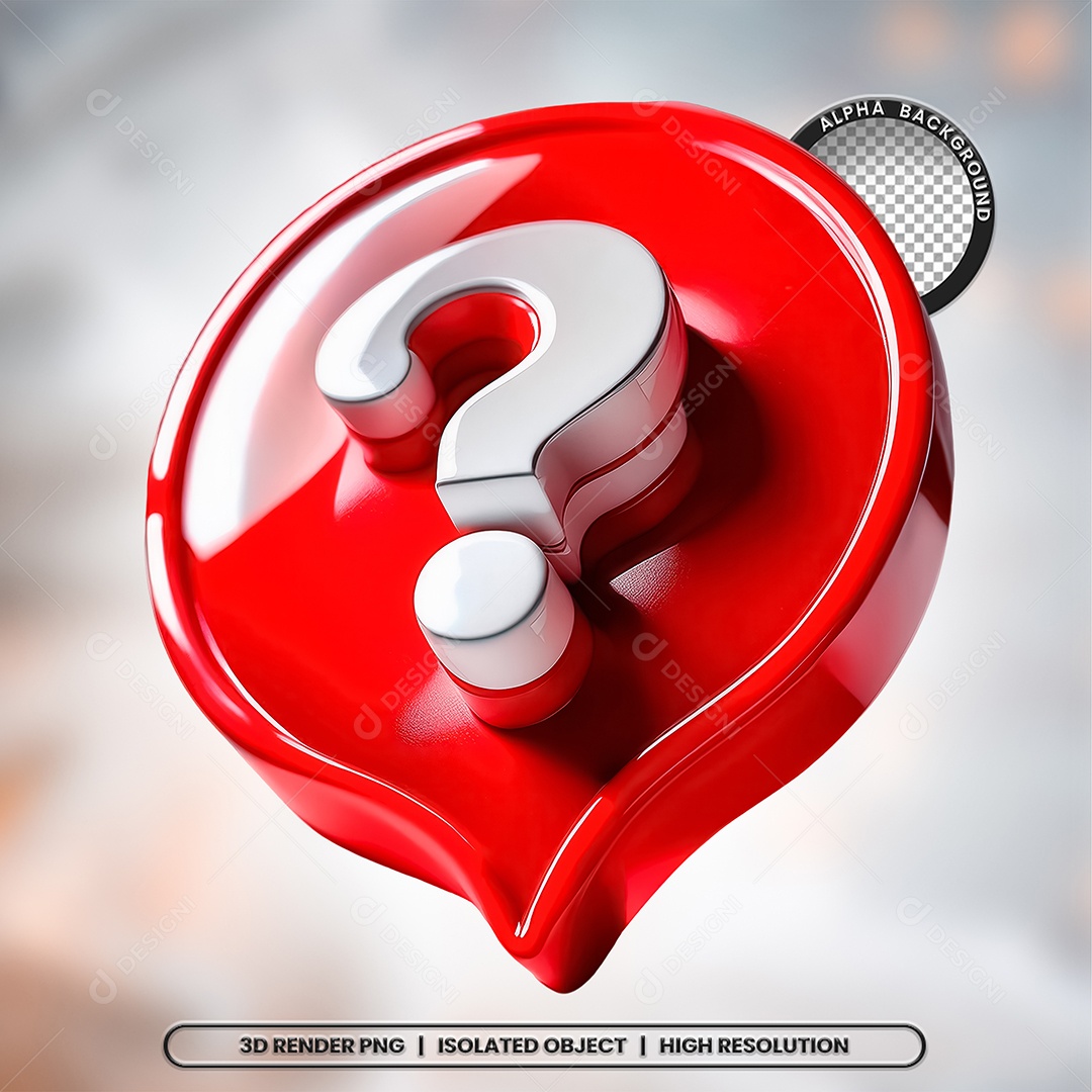 Selo 3D Render Sinais de Interrogação Elemento Ícone PSD