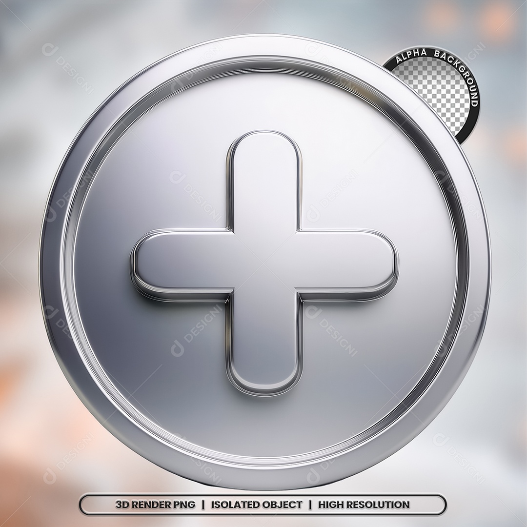 Selo 3D Render Sinal + Elemento Ícone PSD