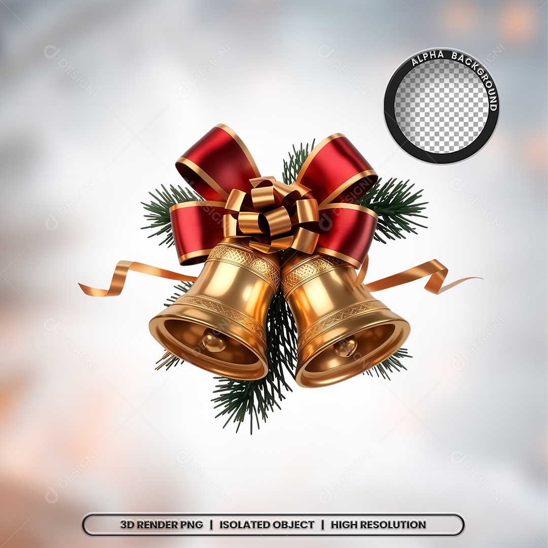 Selo 3D Render Sino de Natal Elemento Ícone PSD