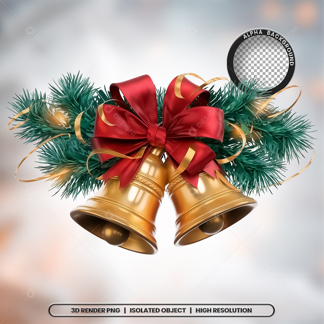 Selo 3D Render Sino de Natal Elemento Ícone PSD