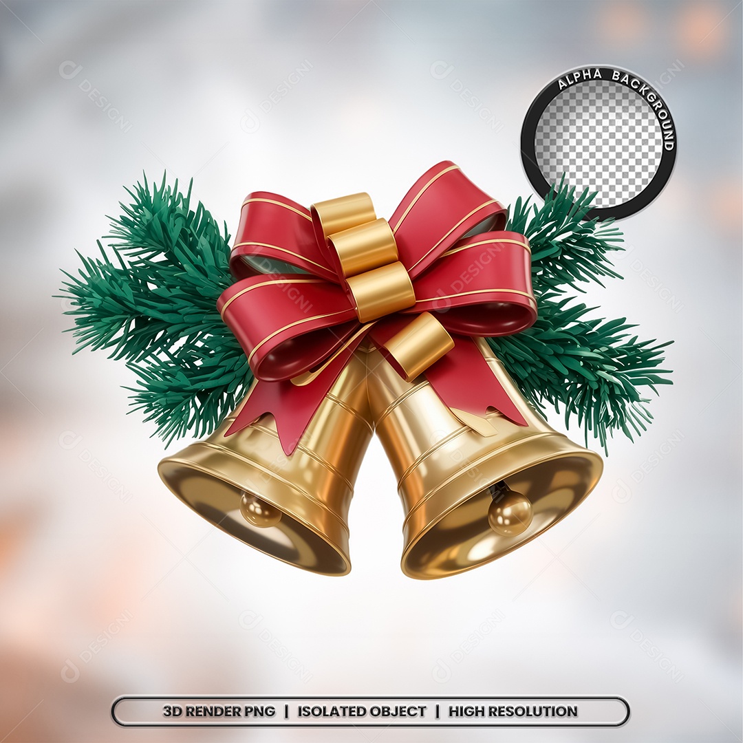 Selo 3D Render Sino de Natal Elemento Ícone PSD