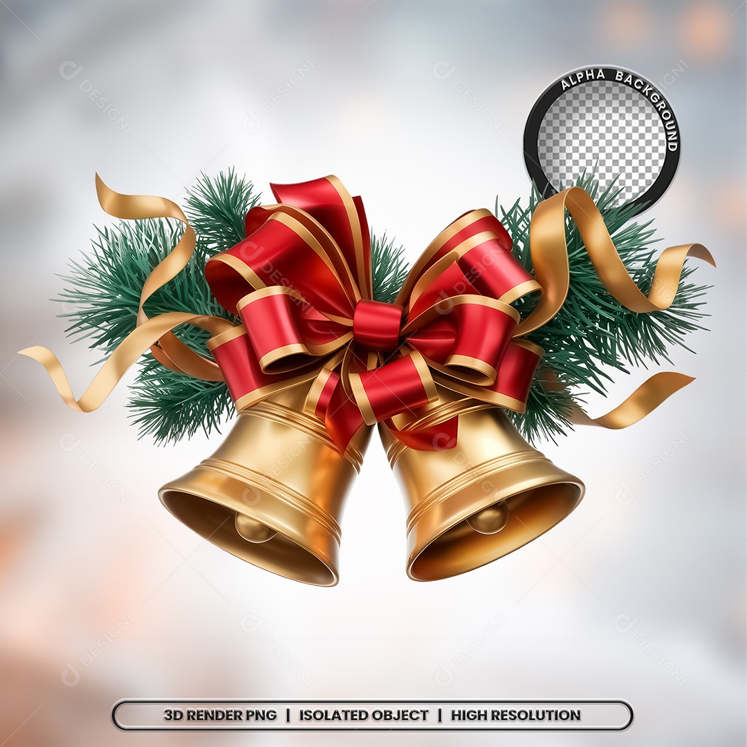 Selo 3D Render Sino de Natal Elemento Ícone PSD